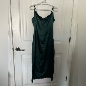ARFM Katica Satin Midi Emerald Green Dress | Size: XS
